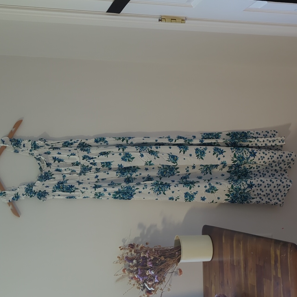 Apricot full length floral summer dress